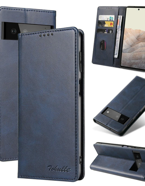 Load image into Gallery viewer, TOHULLE for Google Pixel 6 Case, Vintage Wallet Case Card Holder - Blue
