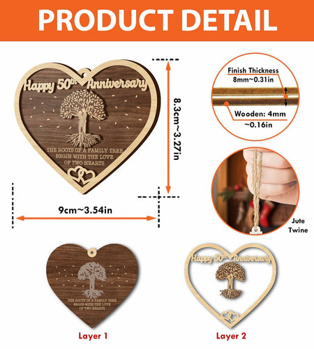 V VIBEPY 50th Anniversary 2-Layer Couples Ornament Decorative Keepsake