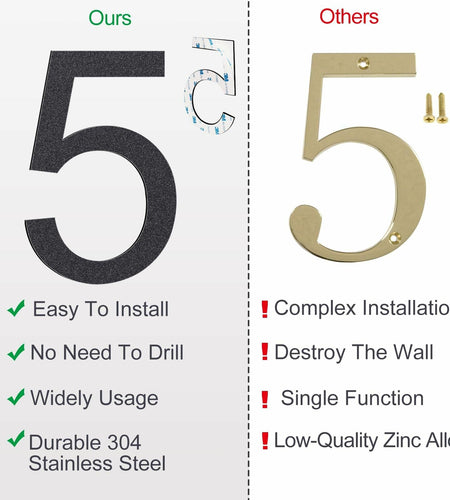 6 Inch Stainless Steel Self-Adhesive House Number 4 Outdoor Durable