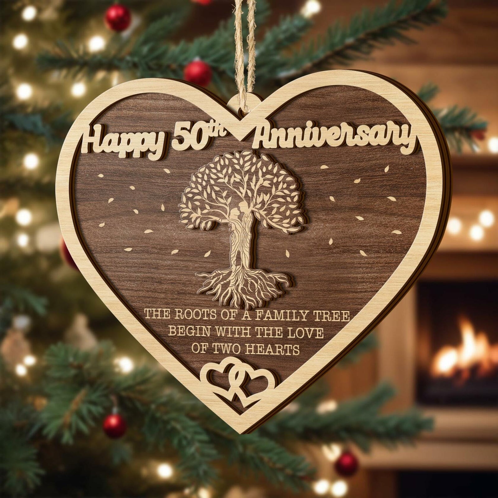 V VIBEPY 50th Anniversary 2-Layer Couples Ornament Decorative Keepsake