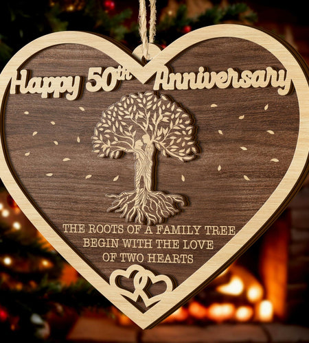 V VIBEPY 50th Anniversary 2-Layer Couples Ornament Decorative Keepsake