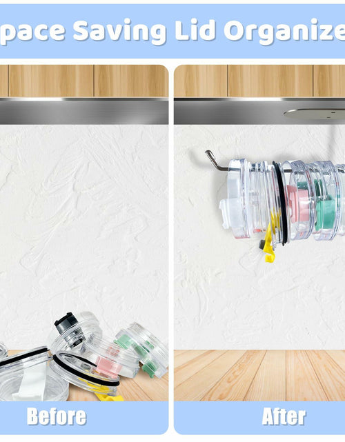 Load image into Gallery viewer, Nuorest 2 Pack Tumbler Lid Organizer Hook Under Cabinet Space Saving

