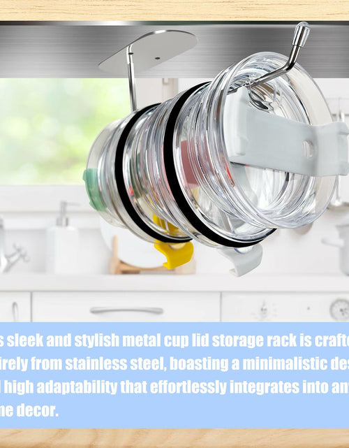 Load image into Gallery viewer, Nuorest 2 Pack Tumbler Lid Organizer Hook Under Cabinet Space Saving
