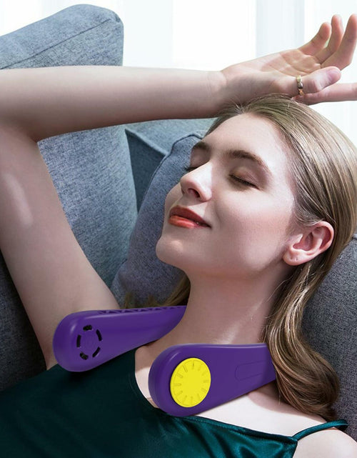 Load image into Gallery viewer, NinetinGel Neck Fan USB Rechargeable Purple Portable Indoor Outdoor Travel
