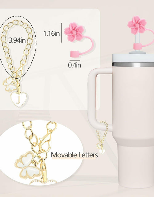 Load image into Gallery viewer, Sloworld 4PCS Straw Covers for Stanley 30/40oz + 2PCS J Letter Charms
