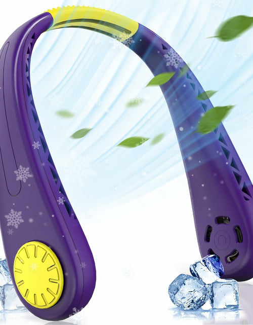 Load image into Gallery viewer, NinetinGel Neck Fan USB Rechargeable Purple Portable Indoor Outdoor Travel

