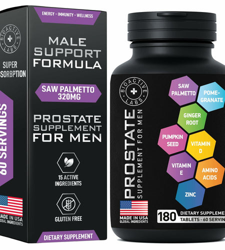BIOACTIVE LABS Prostate Supplement – Saw Palmetto & Pumpkin, 180 Tabs