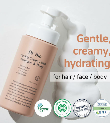 Dr.Bio Bubble Cream Foam Shampoo & Body Wash 15.87oz All-in-One Cleanser