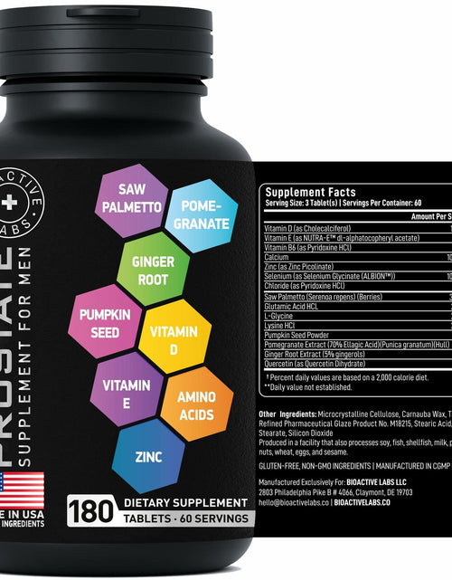 Load image into Gallery viewer, BIOACTIVE LABS Prostate Supplement – Saw Palmetto &amp; Pumpkin, 180 Tabs
