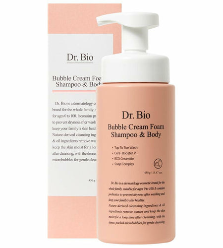Dr.Bio Bubble Cream Foam Shampoo & Body Wash 15.87oz All-in-One Cleanser