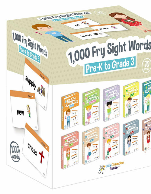 Load image into Gallery viewer, Little Champion 1,000 Sight Word Flashcards PreK-3rd Grade 10-Pack Set
