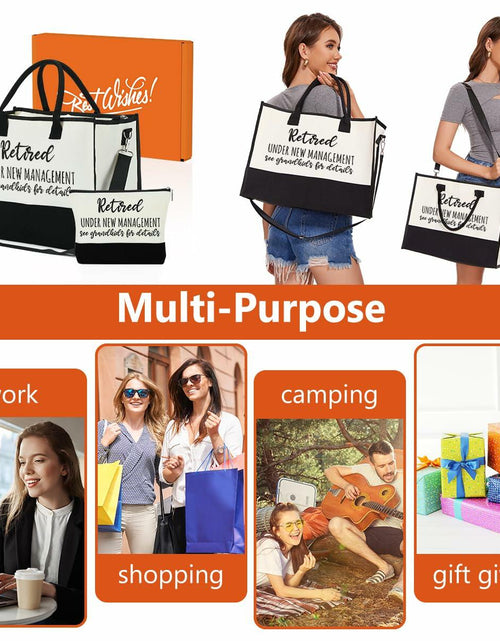 Load image into Gallery viewer, Retirement Gifts Canvas Tote &amp; Makeup Bag Set for Women - 2 Pcs New
