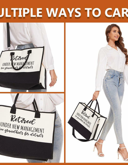 Load image into Gallery viewer, Retirement Gifts Canvas Tote &amp; Makeup Bag Set for Women - 2 Pcs New
