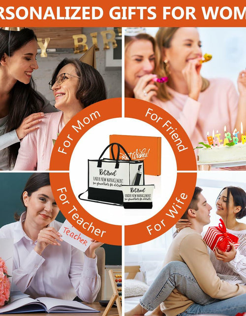 Load image into Gallery viewer, Retirement Gifts Canvas Tote &amp; Makeup Bag Set for Women - 2 Pcs New
