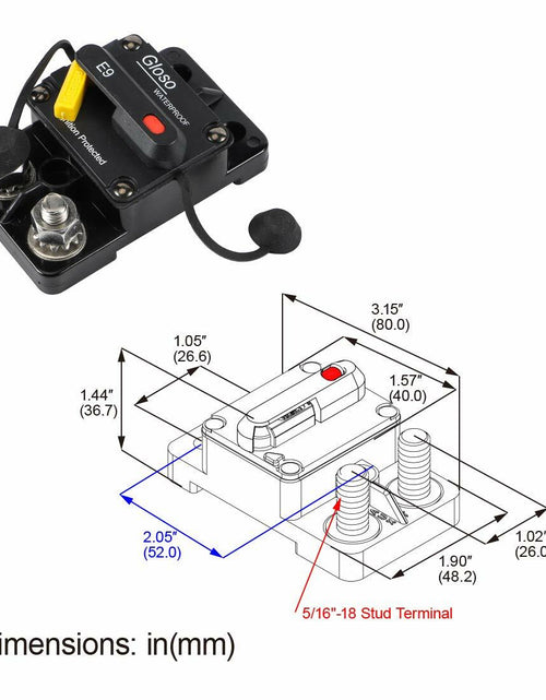 Load image into Gallery viewer, GLOSO 60A E9T Single Pole Thermal Circuit Breaker Manual Reset Automotive
