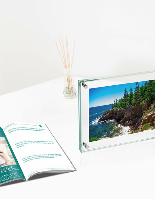 Load image into Gallery viewer, Clear Tempered Glass Floating Frame 5x7in Double Sided Photo Block 2 Pack
