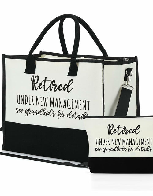 Load image into Gallery viewer, Retirement Gifts Canvas Tote &amp; Makeup Bag Set for Women - 2 Pcs New
