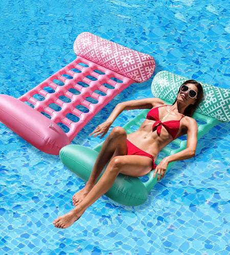 2 Pack Adult 4-in-1 Pool Floats, Inflatable Multi-Purpose Pool Floaties