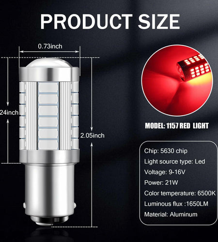 Nowkont 4PCS 1157 LED Brake Light Red 5630 SMD High Brightness Bulbs