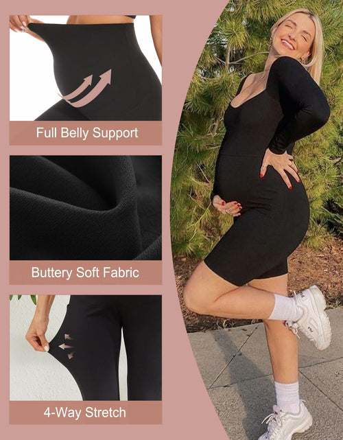 Load image into Gallery viewer, Purplepig Maternity Shorts with Pockets 8" Cyan Small Soft Over Belly
