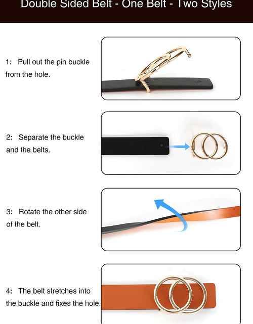 Load image into Gallery viewer, CR Womens Leather Belt 1.3" Reversible 2 Colors Casual Jeans Dress
