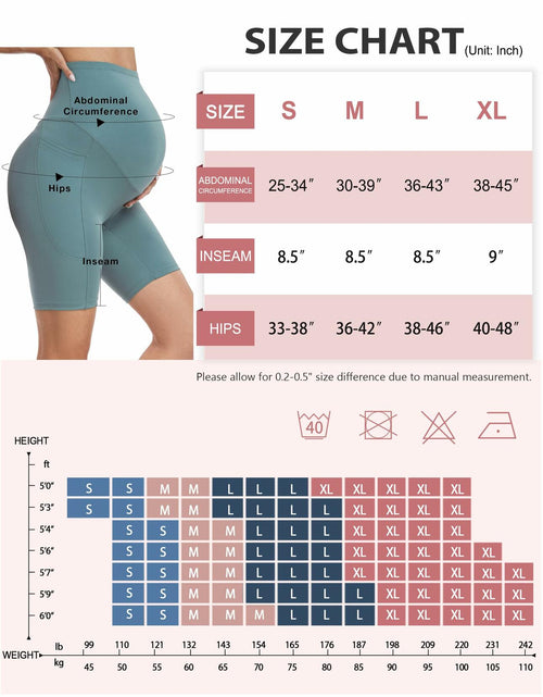Load image into Gallery viewer, Purplepig Maternity Shorts with Pockets 8" Cyan Small Soft Over Belly
