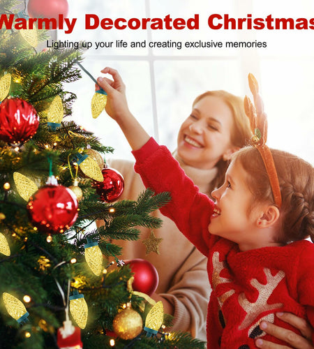 C9 LED Christmas Lights Outdoor 50 LED 32FT Warm White Plug-in Strand