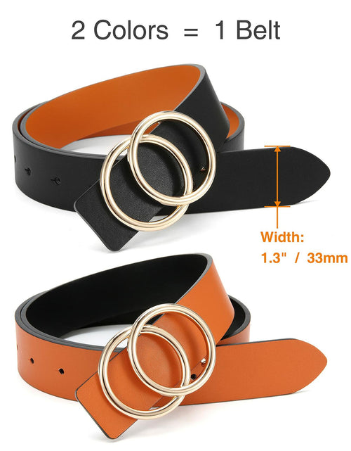 Load image into Gallery viewer, CR Womens Leather Belt 1.3" Reversible Casual Jeans Dress
