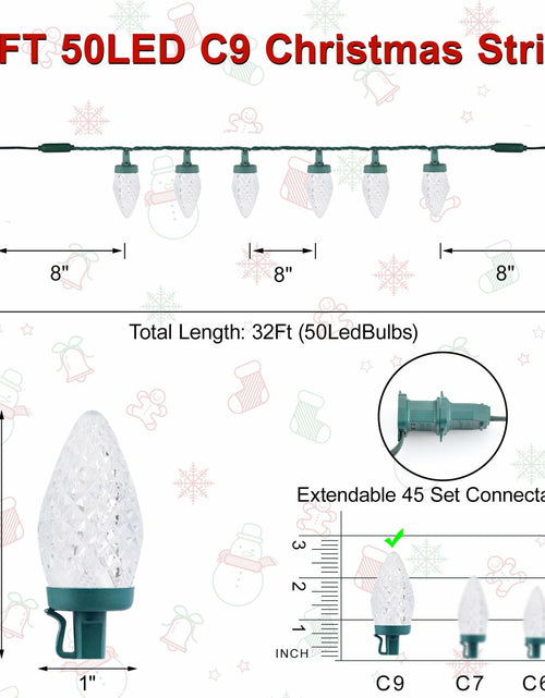 Load image into Gallery viewer, C9 LED Christmas Lights Outdoor 50 LED 32FT Warm White Plug-in Strand
