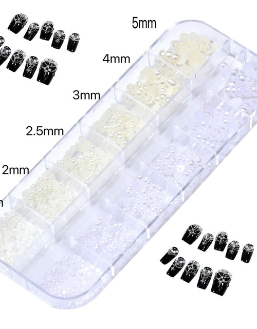 Load image into Gallery viewer, Nail Art Pearls Flatback Charms Mixed Sizes Gold Silver White - 2 Boxes
