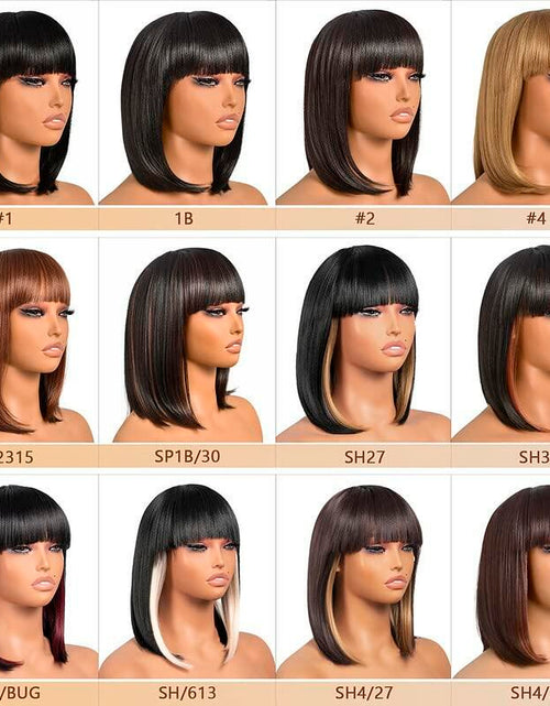 Load image into Gallery viewer, ToyoTress 14in SH613 Black Mix Off-White Bob Wig Synthetic Light Yaki Hair
