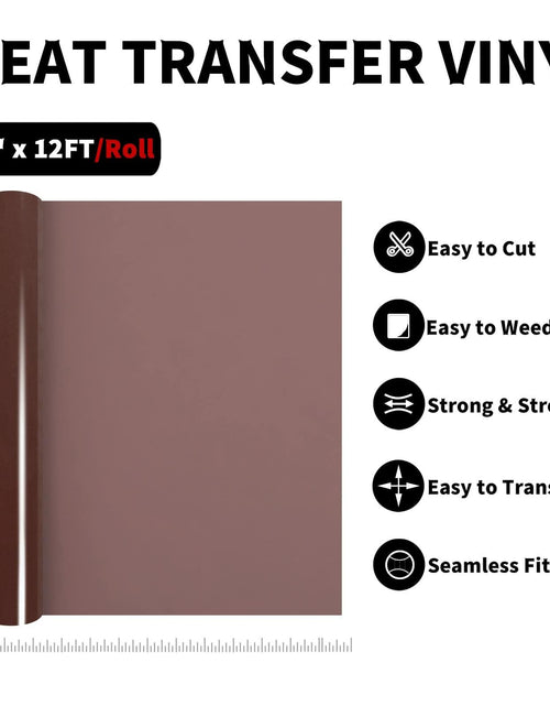 Load image into Gallery viewer, AHIJOY Heat Transfer Vinyl 12"x15ft Chocolate Brown HTV Iron-On for Garments
