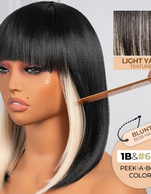 Load image into Gallery viewer, ToyoTress 14in SH613 Black Mix Off-White Bob Wig Synthetic Light Yaki Hair
