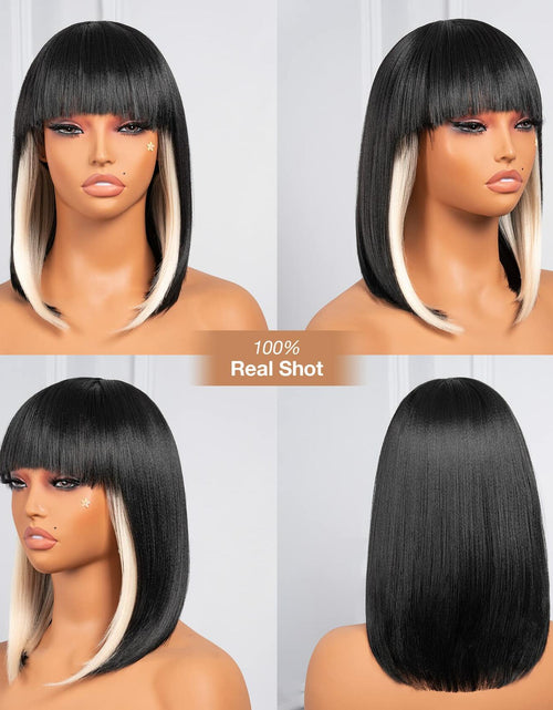 Load image into Gallery viewer, ToyoTress 14in SH613 Black Mix Off-White Bob Wig Synthetic Light Yaki Hair
