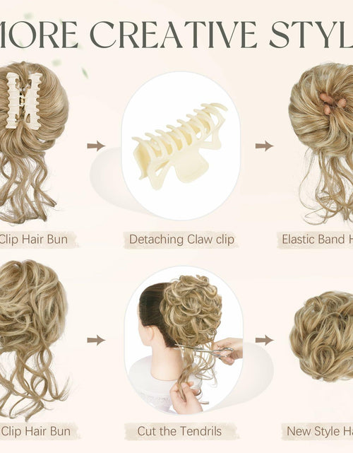 Load image into Gallery viewer, SOFEIYAN Synthetic Messy Bun Hair Piece Claw Clip Wavy Curly Extension
