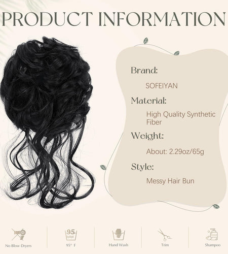 SOFEIYAN Synthetic Messy Bun Hair Piece Claw Clip Wavy Curly Extension