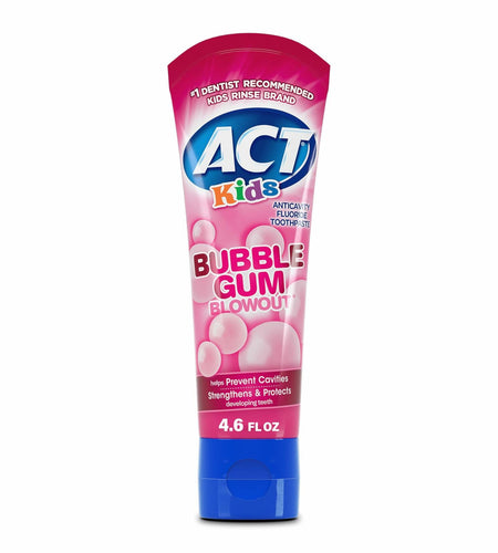 ACT Kids Anticavity Fluoride Toothpaste Bubble Gum Blowout 4.6 oz New