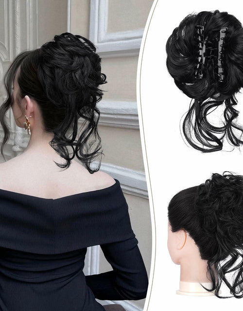 Load image into Gallery viewer, SOFEIYAN Synthetic Messy Bun Hair Piece Claw Clip Wavy Curly Extension
