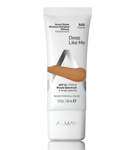 Almay Smart Shade Foundation 1oz 500 Deep Like Me Natural Finish SPF 15