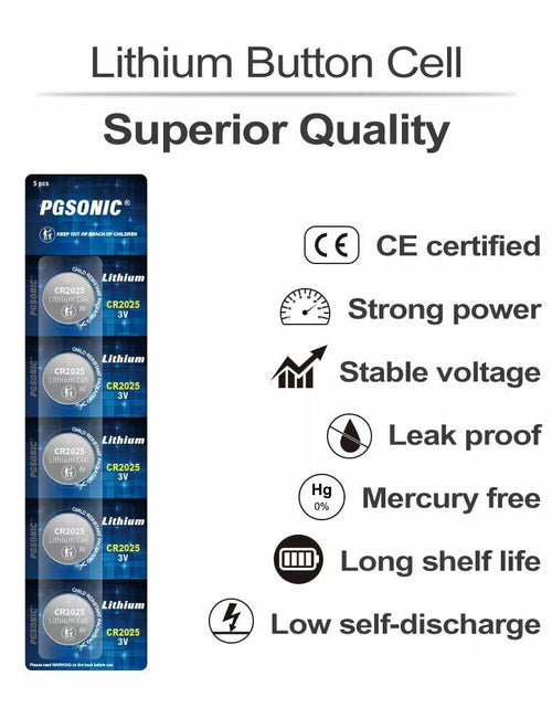 Load image into Gallery viewer, CR2025 3V Lithium Battery 5pcs New Long Lasting Coin Cell
