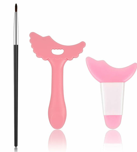 3Pcs Pink Silicone Eyeliner Stencils & Brushes Reusable Makeup Tools