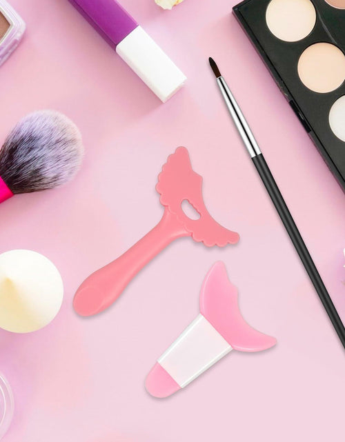 Load image into Gallery viewer, 3Pcs Pink Silicone Eyeliner Stencils &amp; Brushes Reusable Makeup Tools
