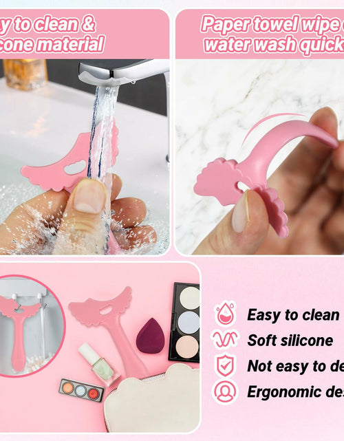Load image into Gallery viewer, 3Pcs Pink Silicone Eyeliner Stencils &amp; Brushes Reusable Makeup Tools
