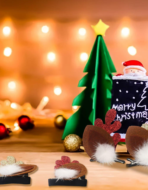 Load image into Gallery viewer, hhdatc 2 Pairs Reindeer Antlers Ears Hair Clips Christmas Party Accessories
