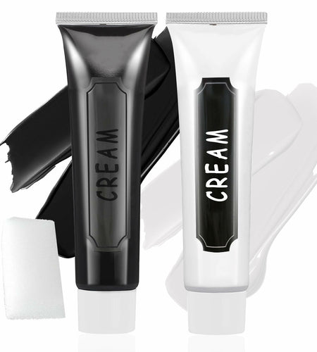 Black White Oil-Based Face Paint Kit with Brushes - Professional Halloween