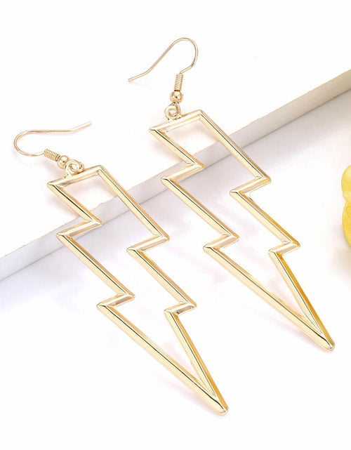 Load image into Gallery viewer, Lightning Bolt Drop Dangle Earrings for Woman Gold Fashion Statement Jewelry
