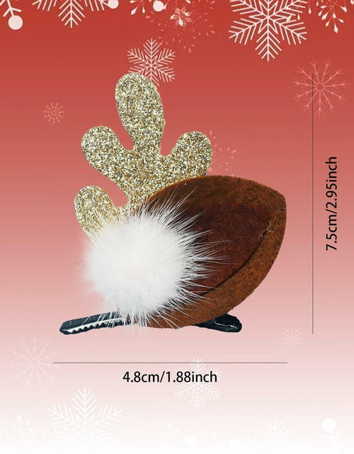 Load image into Gallery viewer, hhdatc 2 Pairs Reindeer Antlers Ears Hair Clips Christmas Party Accessories
