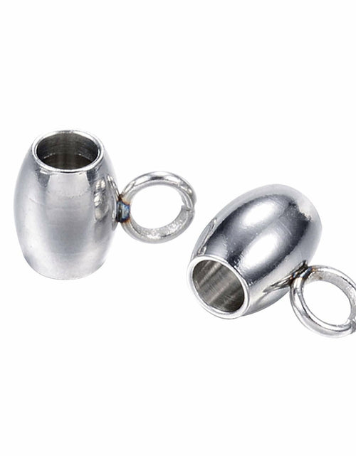 Load image into Gallery viewer, DanLingJewelry 100Pcs Stainless Steel Oval Bail Beads Silver 7x5x4mm Hole 2mm
