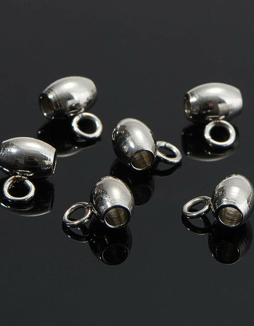 Load image into Gallery viewer, DanLingJewelry 100Pcs Stainless Steel Oval Bail Beads Silver 7x5x4mm Hole 2mm
