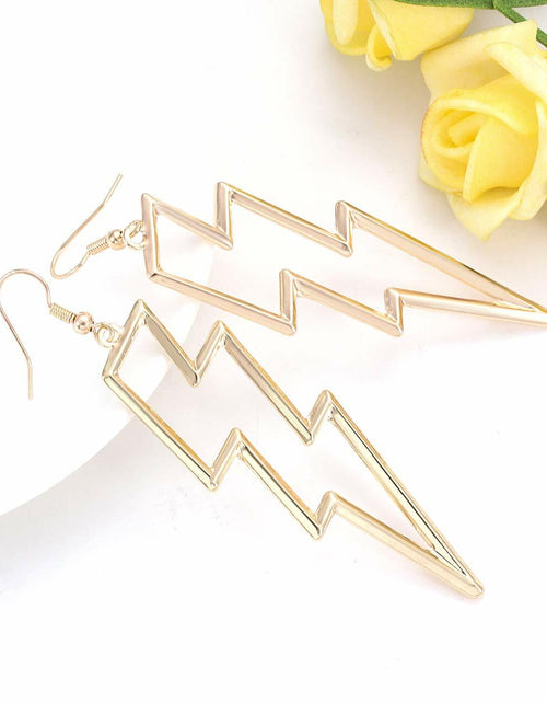 Load image into Gallery viewer, Lightning Bolt Drop Dangle Earrings for Woman Gold Fashion Statement Jewelry
